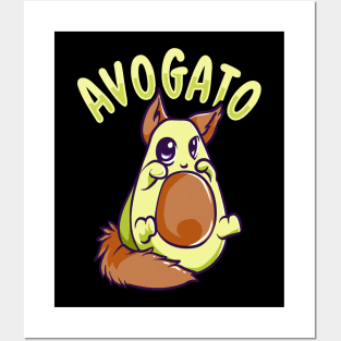 Cute Avogato Avocado Cat Funny Kitty Avo-gato Pun Posters and Art